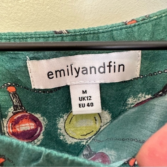 Modcloth Emily and Fin Christmas Lights Blouse, Size M, Green - Picture 5 of 6
